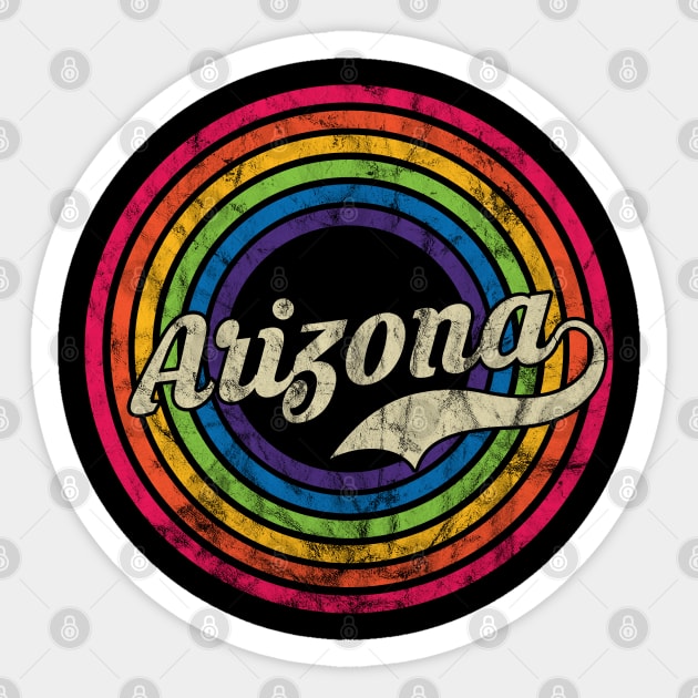 Arizona - Retro Rainbow Faded-Style Sticker by MaydenArt